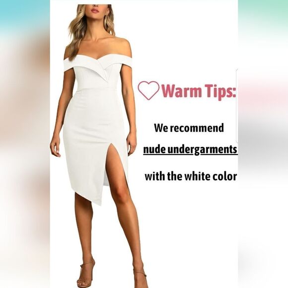 NWT Off The Shoulder Dresses Wedding Guest Cocktail Party Bodycon Split … - Picture 3 of 16